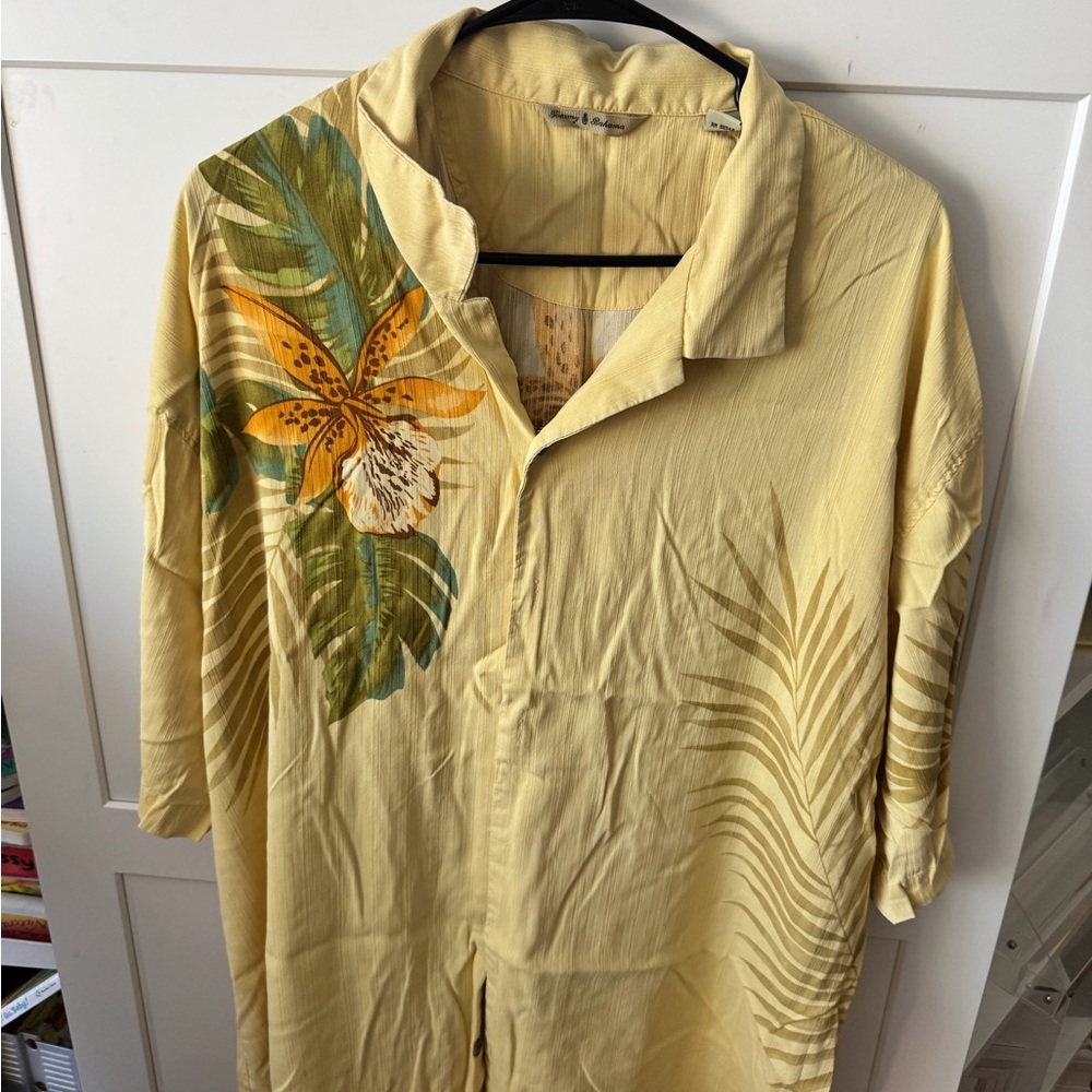 Tommy Bahama Yellow Tropical Print Shirt Jacket